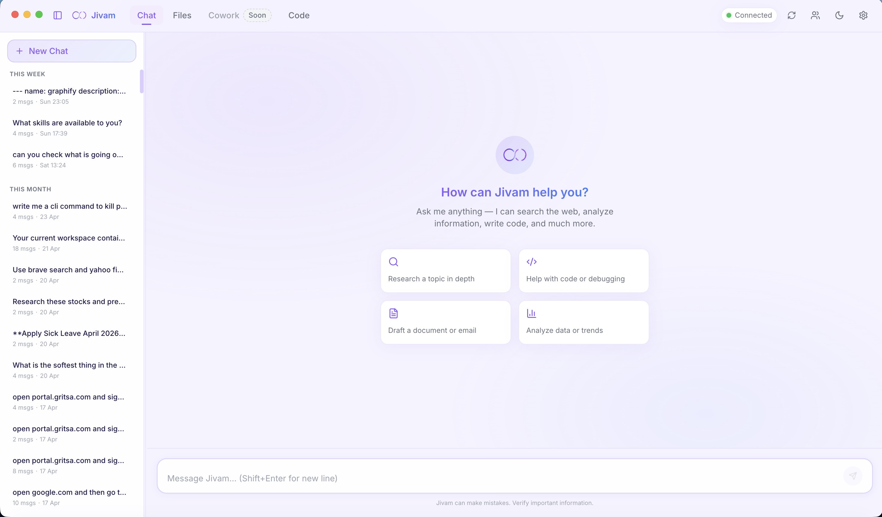 Jivam AI desktop app